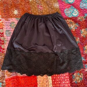Vintage Black Lace Trim Slip Skirt